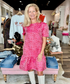 Joy Joy Short Sleeve Flouncy Dress Berry Leopard