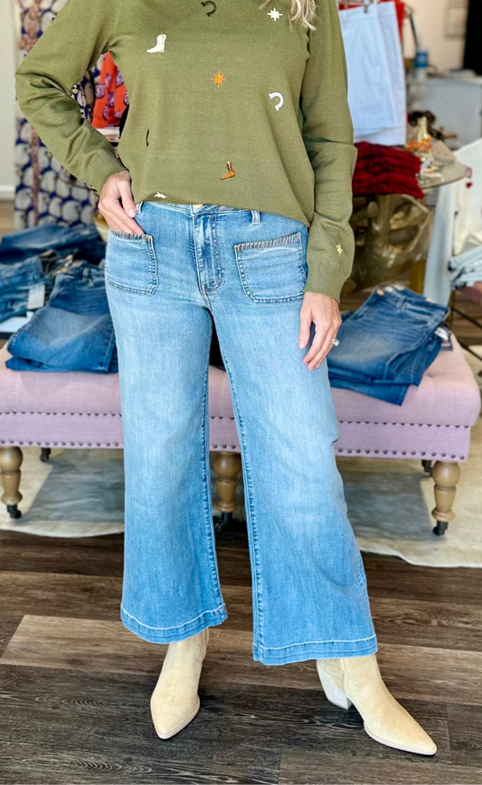 Kut Meg High Rise Wide Leg w/ Front Patch Pockets
