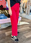 Kut Meg High Rise Wide Leg Fab Ruby Red