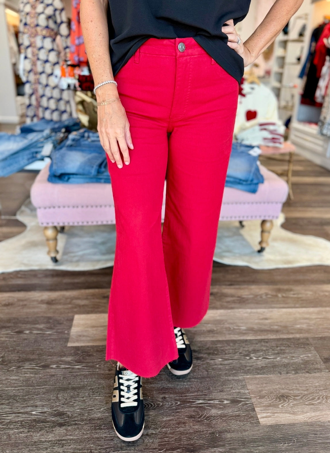 Kut Meg High Rise Wide Leg Fab Ruby Red