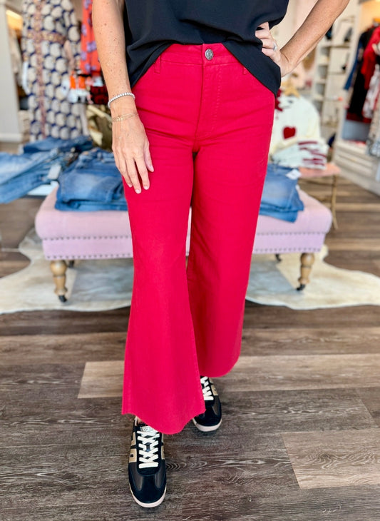 Kut Meg High Rise Wide Leg Fab Ruby Red