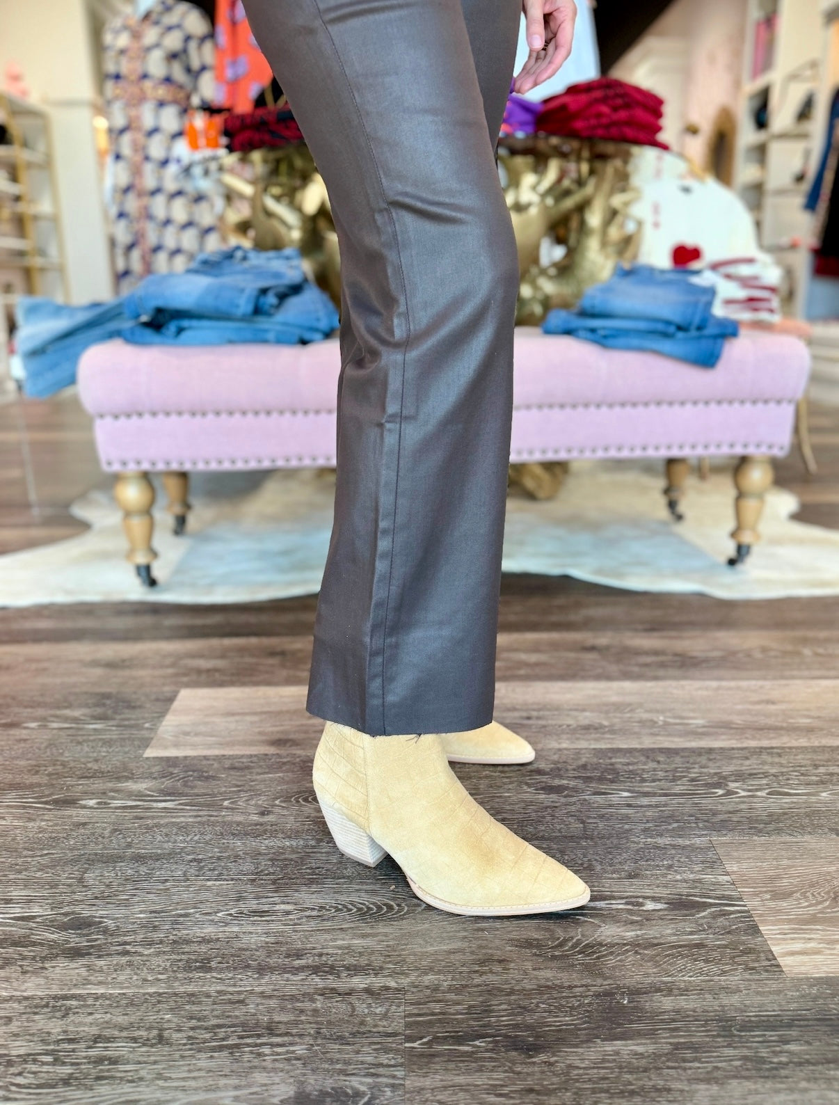 Kut Kelsey High Rise Ankle Flare with Raw Hem Chocolate
