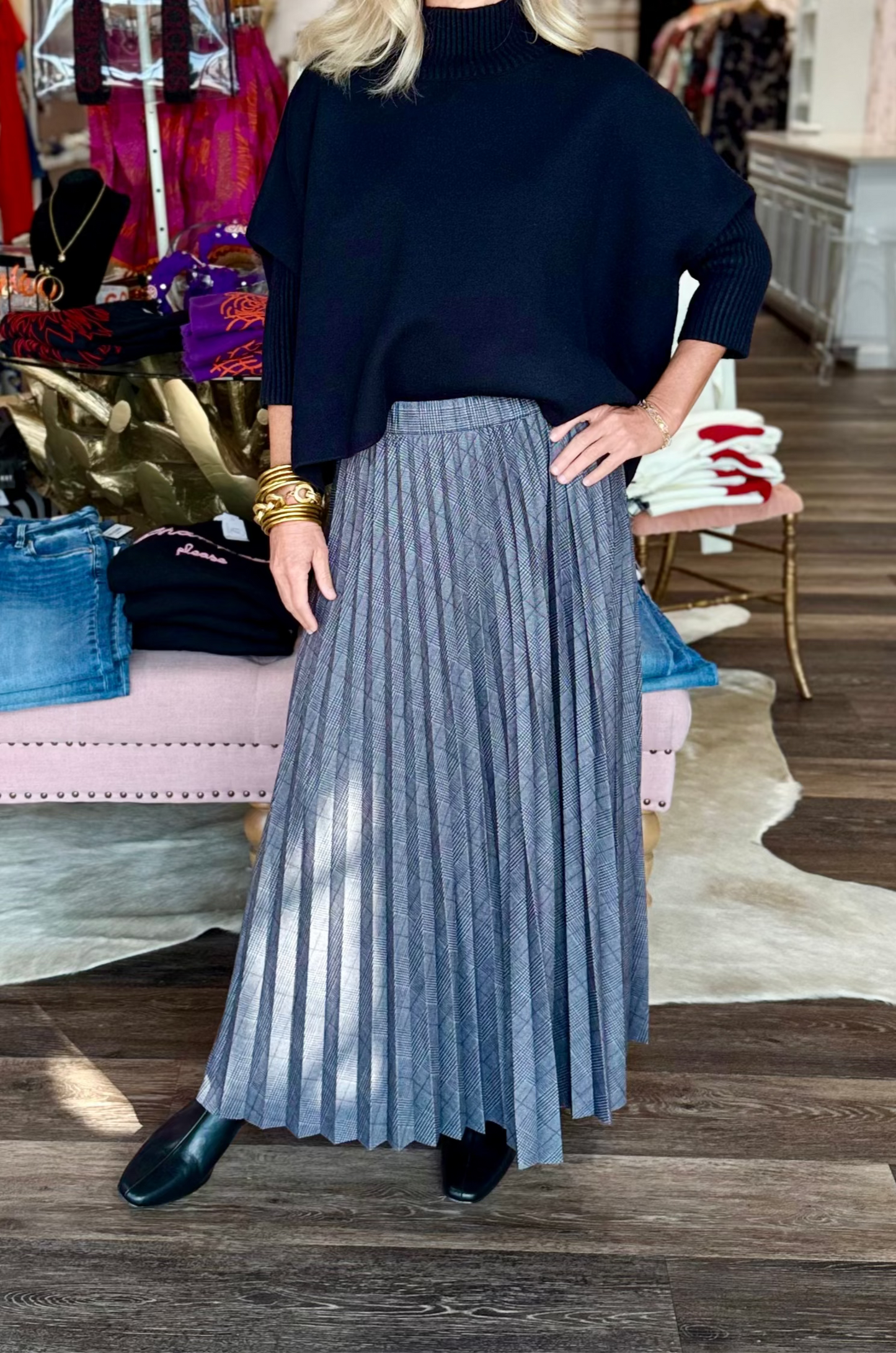 Lysse Pierra Ponte Pleated Midi Skirt