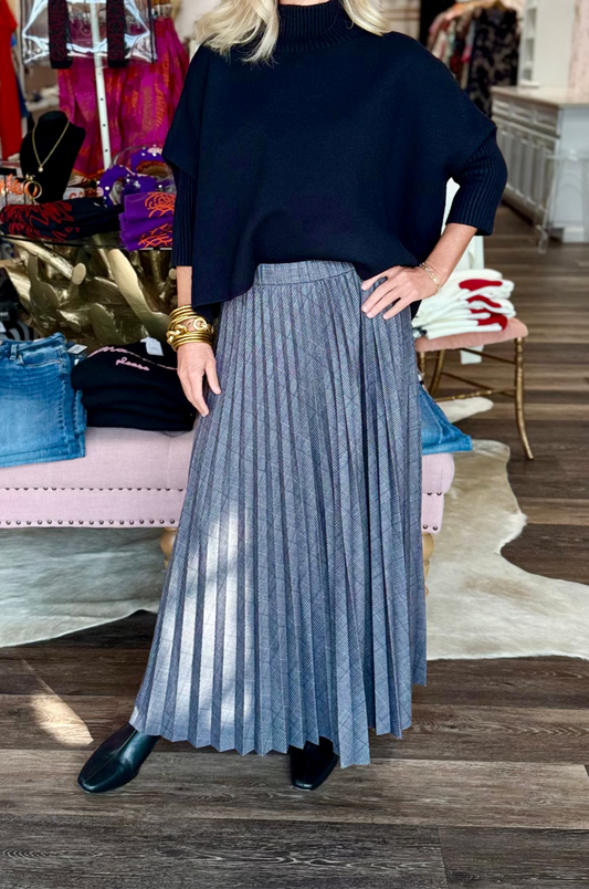 Lysse Pierra Ponte Pleated Midi Skirt