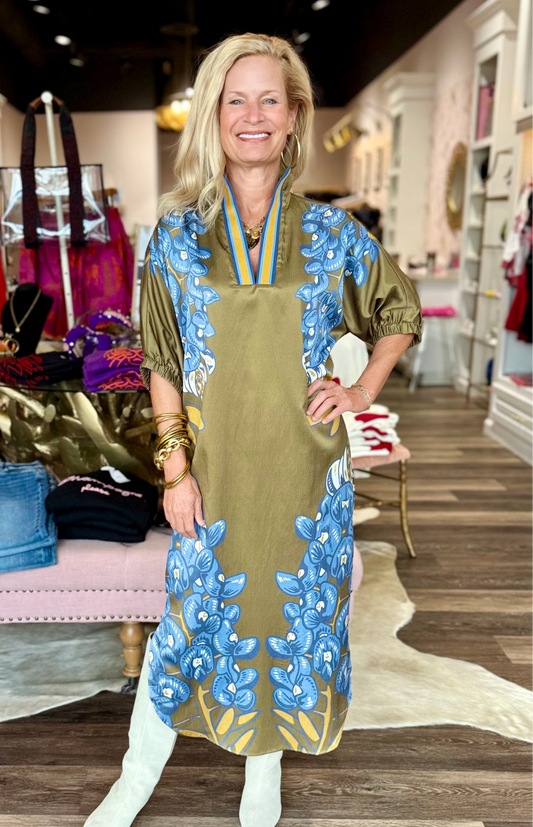 Emily McCarthy Poppy Caftan Bluebonnet