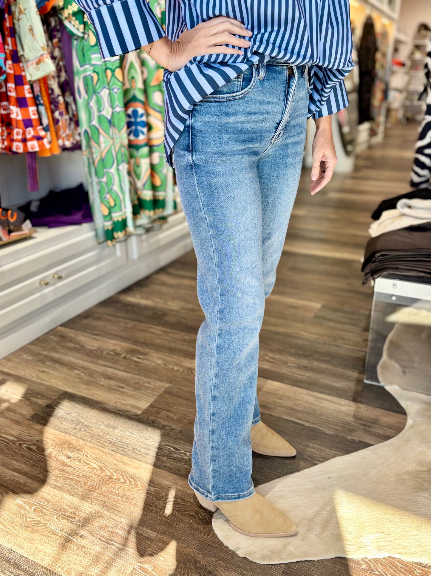 Risen High Rise Ankle Straight Jeans