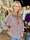 Striped Pearl Button Blouse Camel