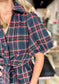 Plaid Maxi Dress Navy