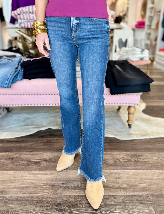 Risen High Rise Crop Straight Raw Cut Hem