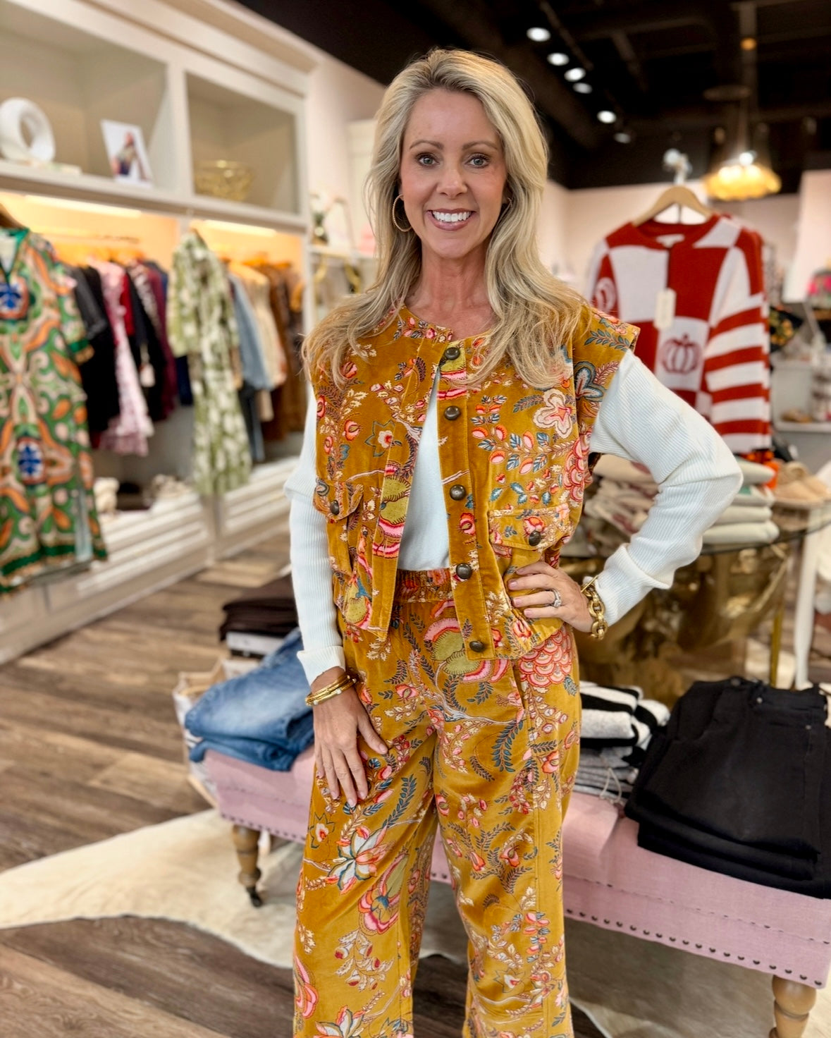 Ivy Jane Velveteen Vest Gold