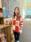 Ribbed Crew Neck Checkerboard/Stripe Sweater