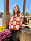 Ribbed Crew Neck Checkerboard Sweater