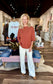 Crew Neck Casual Drop Shoulder Knitted Sweater Rust