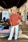 Crew Neck Casual Drop Shoulder Knitted Sweater Rust