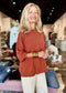Crew Neck Casual Drop Shoulder Knitted Sweater Rust
