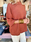 Crew Neck Casual Drop Shoulder Knitted Sweater Rust