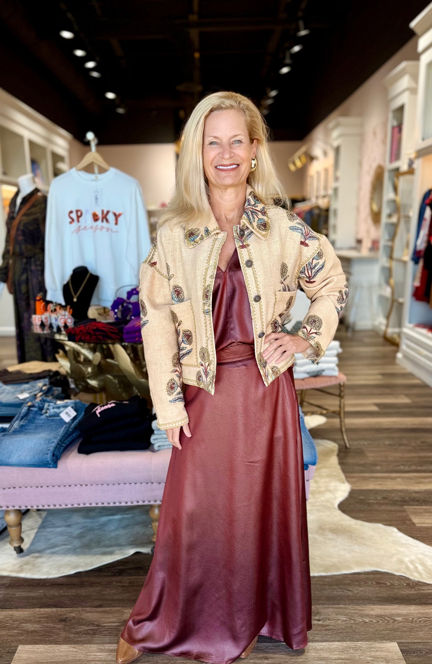 Lurex Block Print Jacket