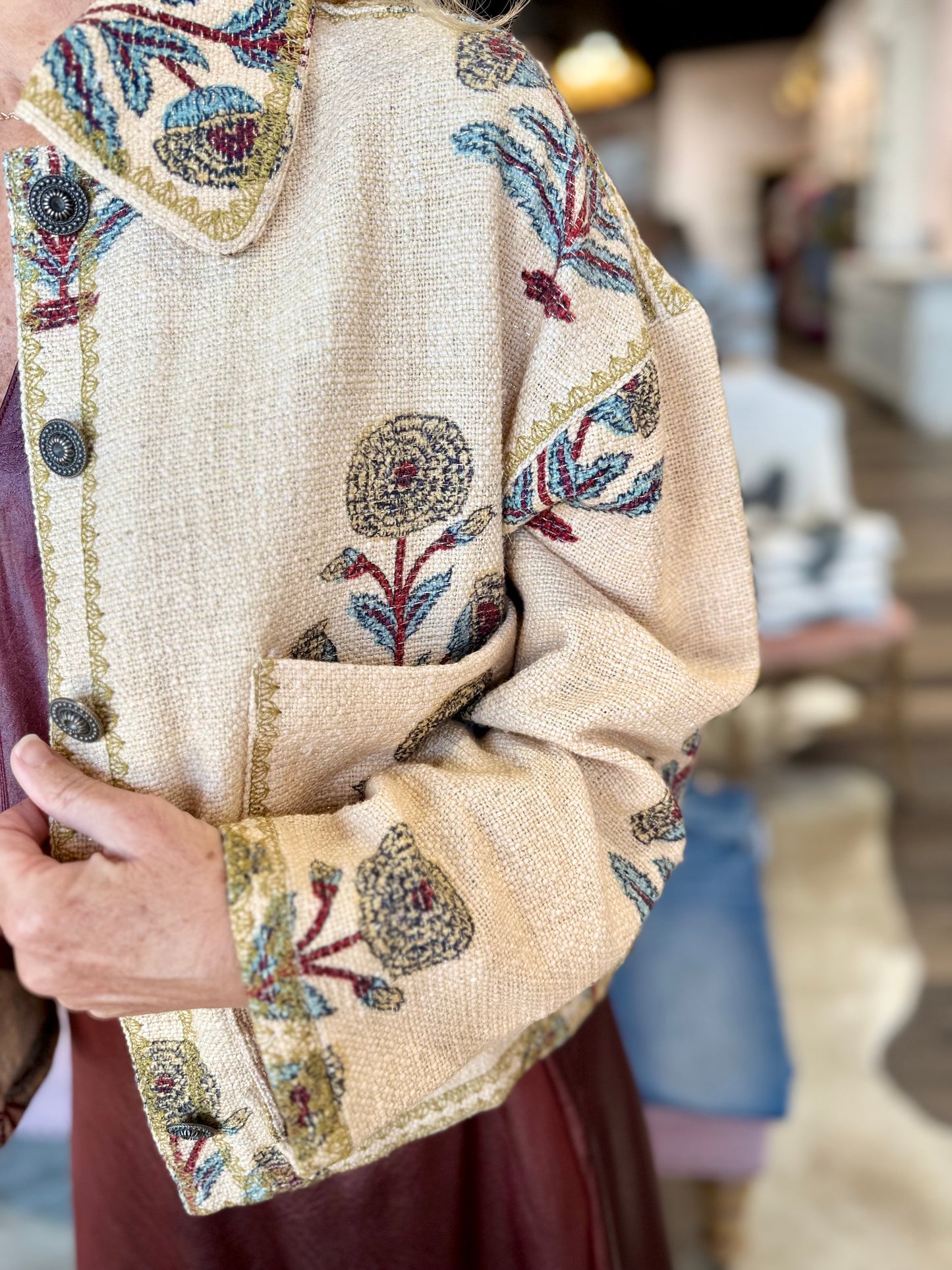 Lurex Block Print Jacket