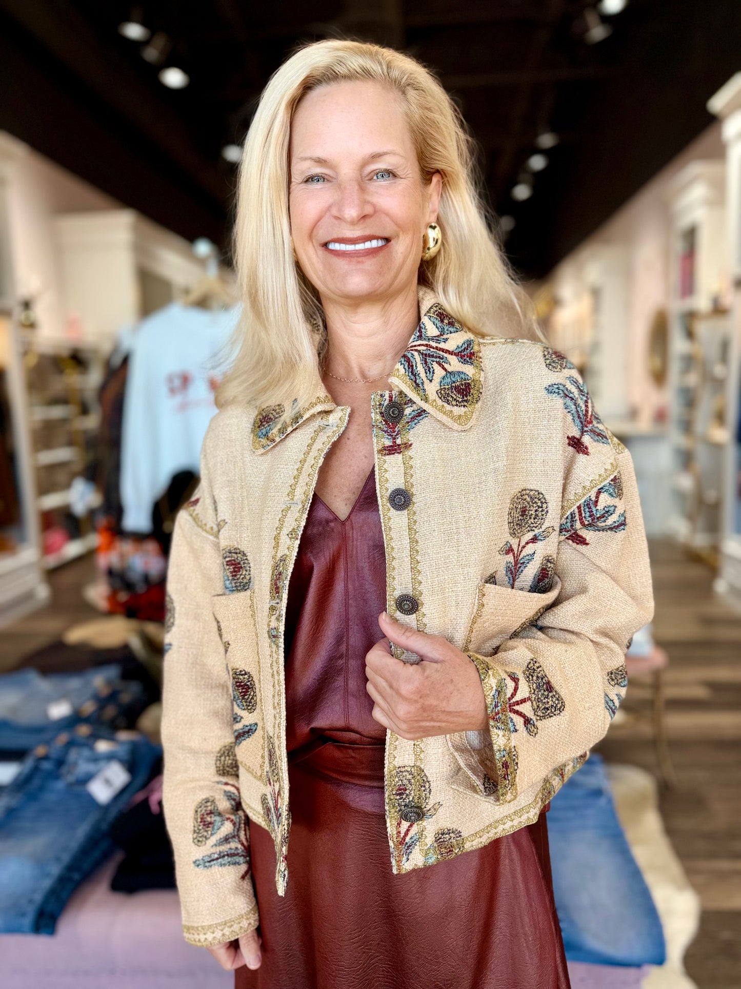 Lurex Block Print Jacket
