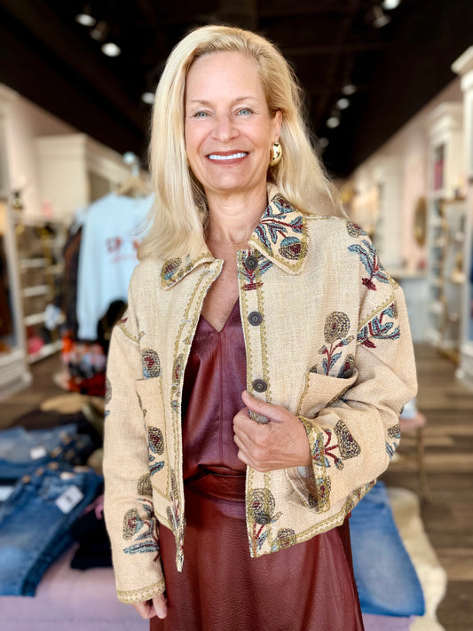 Lurex Block Print Jacket
