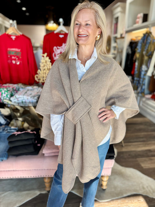 Taupe Wrap Loop Cape