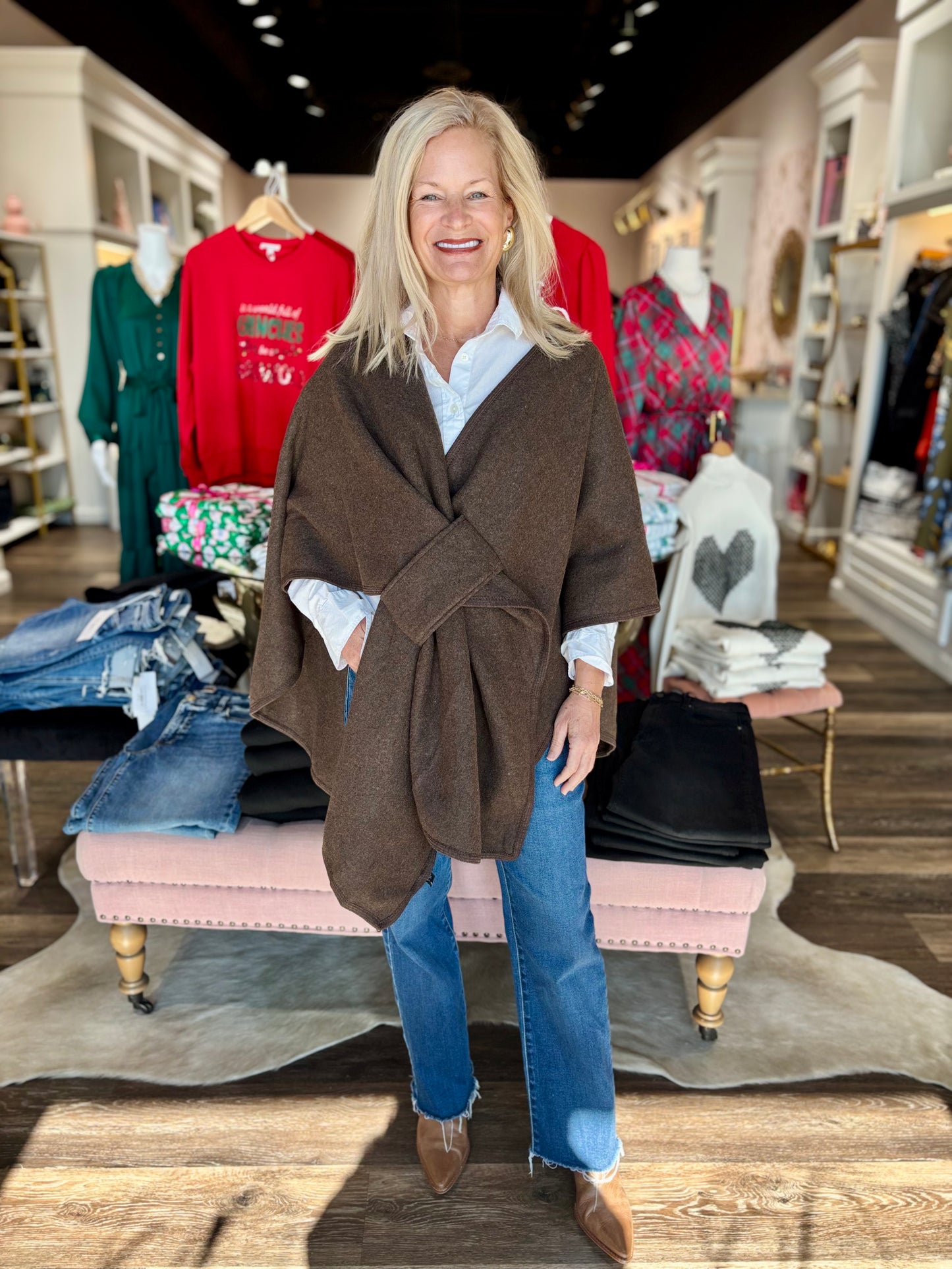 Chocolate Wrap Loop Cape