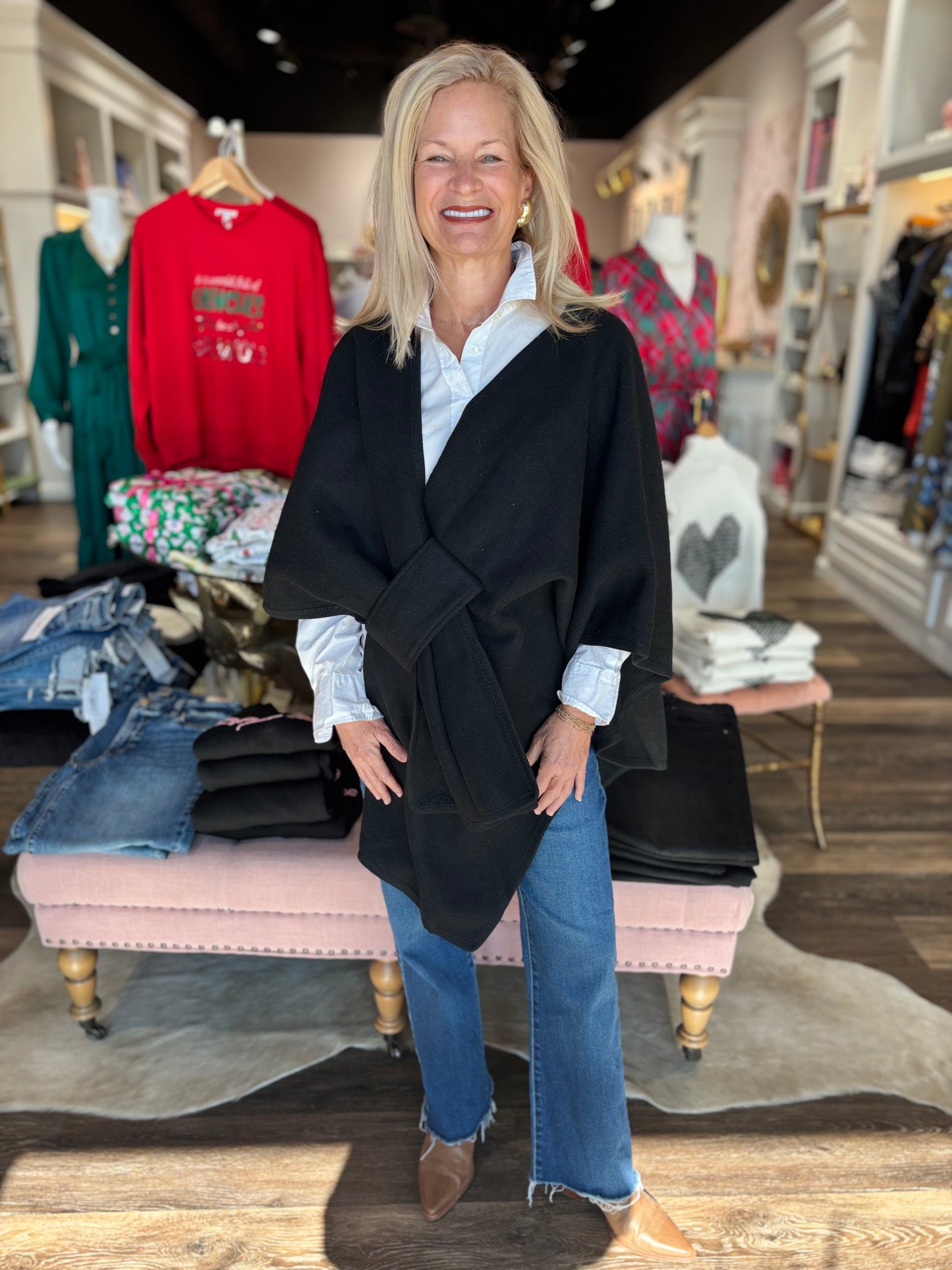 Black Wrap Loop Cape