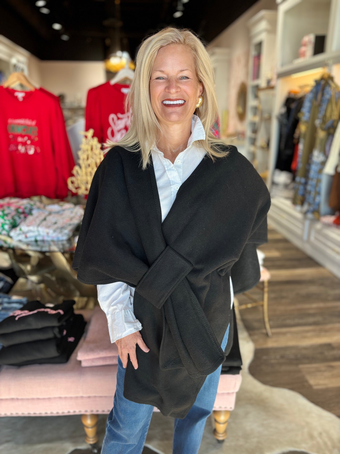Black Wrap Loop Cape