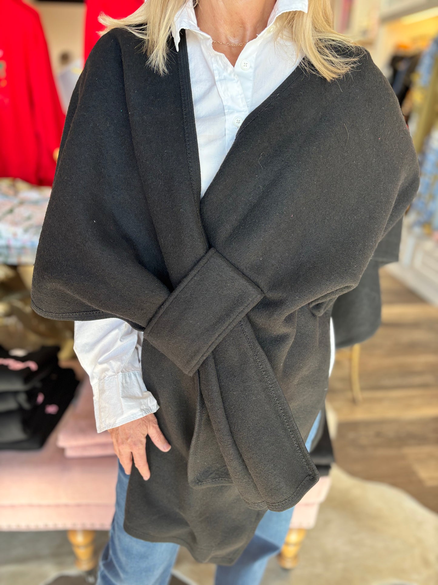 Black Wrap Loop Cape