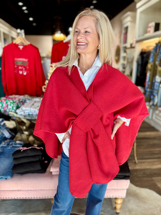 Red Wrap Loop Cape