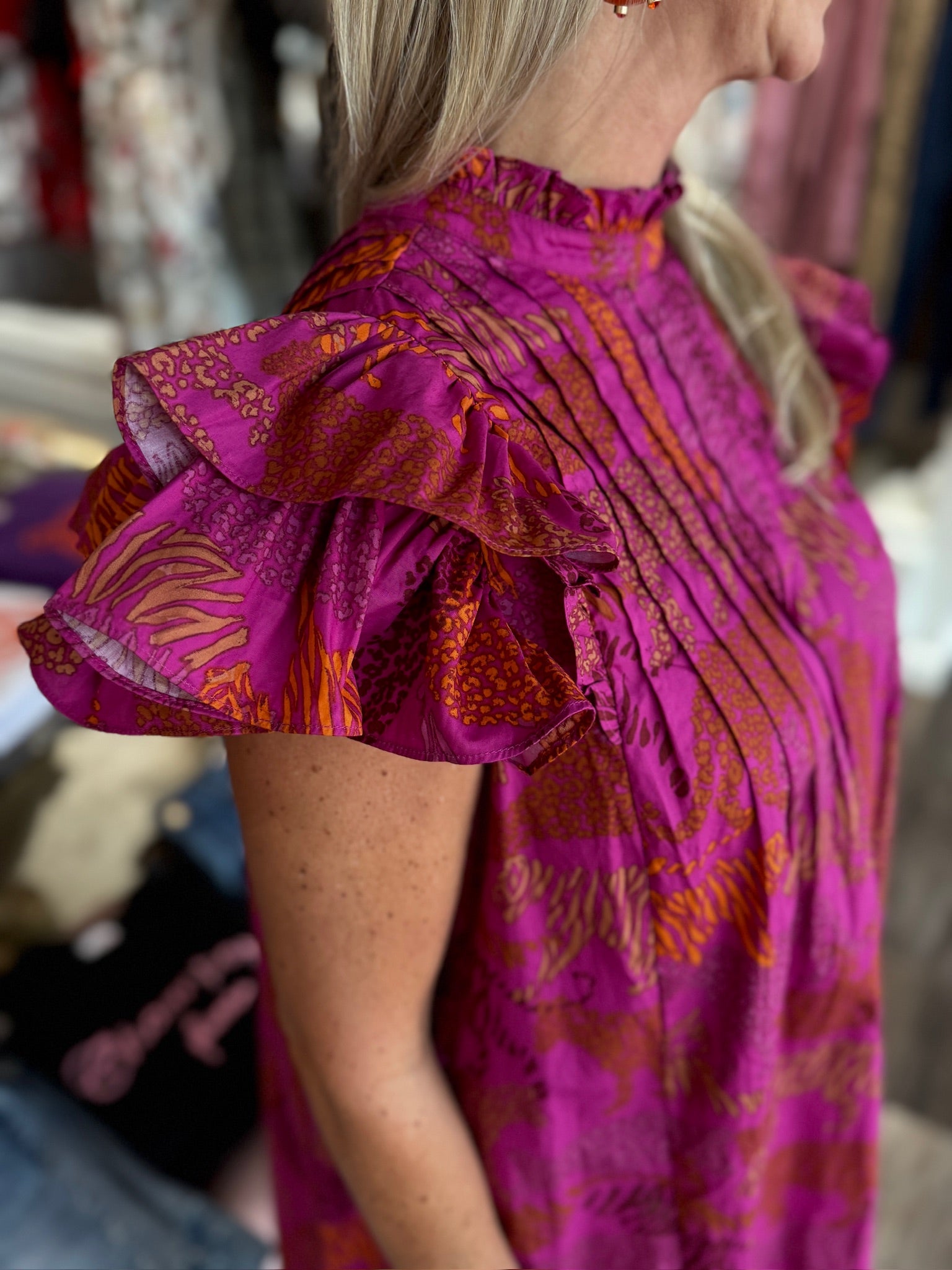 In the Jungle Lovel Shift Mini Dress: Magenta