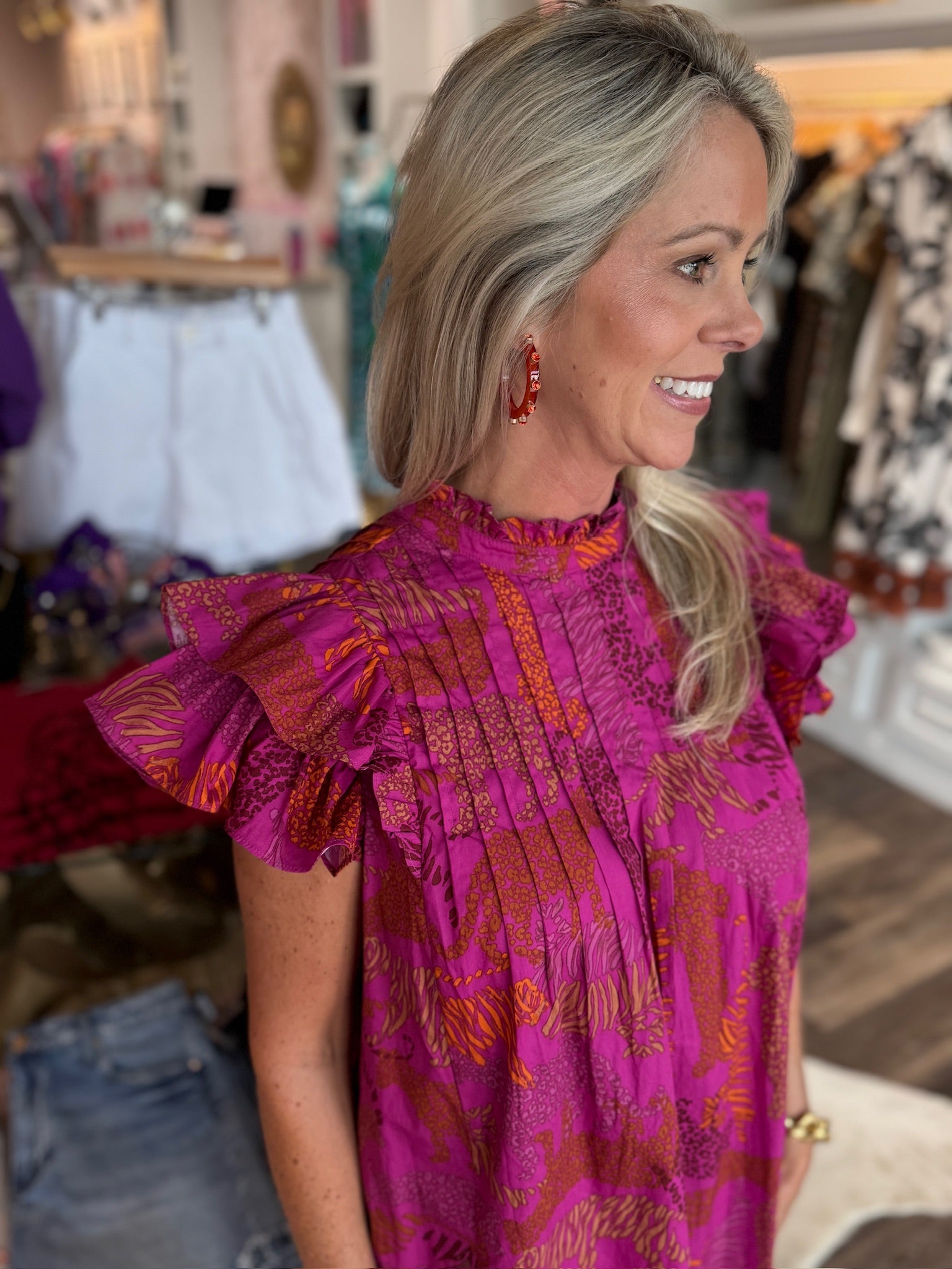 In the Jungle Lovel Shift Mini Dress: Magenta