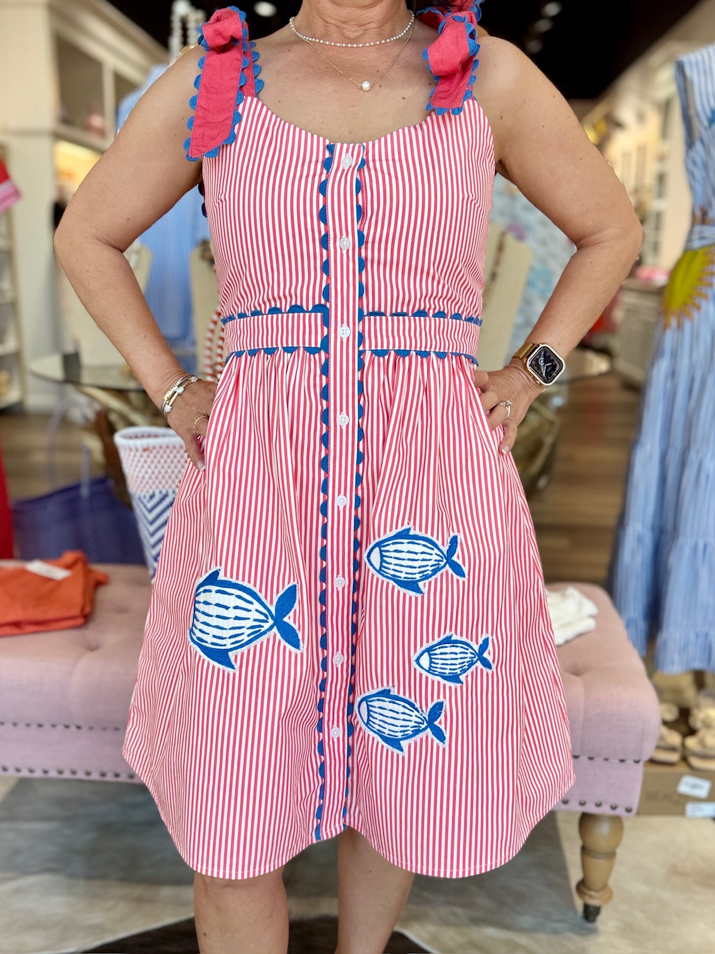 Garland Bree Dress Fish Applique