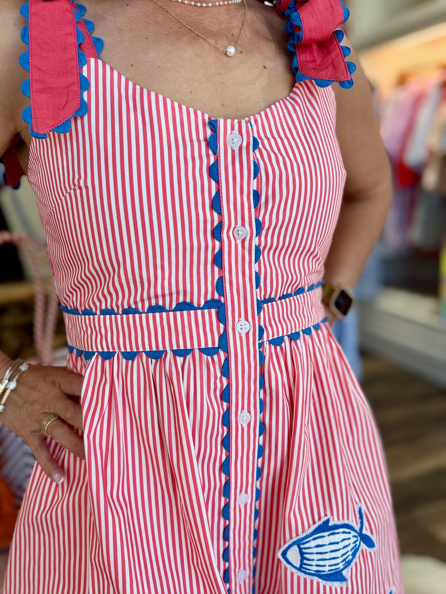 Garland Bree Dress Fish Applique