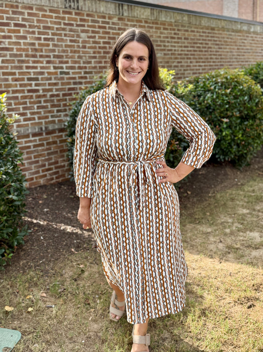 Boho Chic Brown Pattern Dress