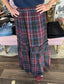 Plaid Tiered Maxi Skirt Berry