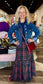 Plaid Tiered Maxi Skirt Berry