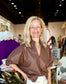 Puff Sleeve Faux Leather Top Brown