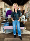 Puff Sleeve Faux Leather Top Black