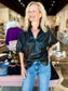 Puff Sleeve Faux Leather Top Black