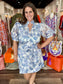 Joy Joy Collar Chemise dress Indigo Flower