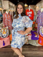 Joy Joy Collar Chemise dress Indigo Flower