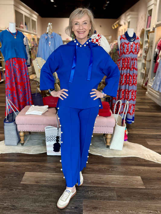 Joh Apparel Farrah French Scuba Pearl Pant Cobalt