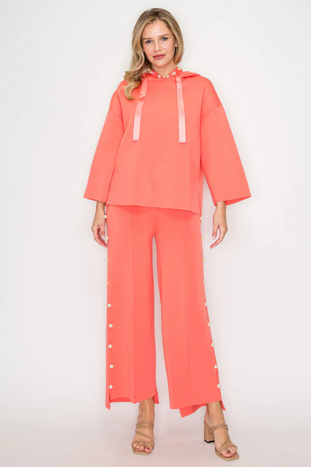 Joh Apparel Farrah French Scuba Pearl Pant Peach