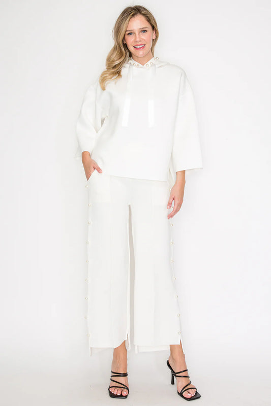 Joh Apparel Farrah French Scuba Pearl Pant White