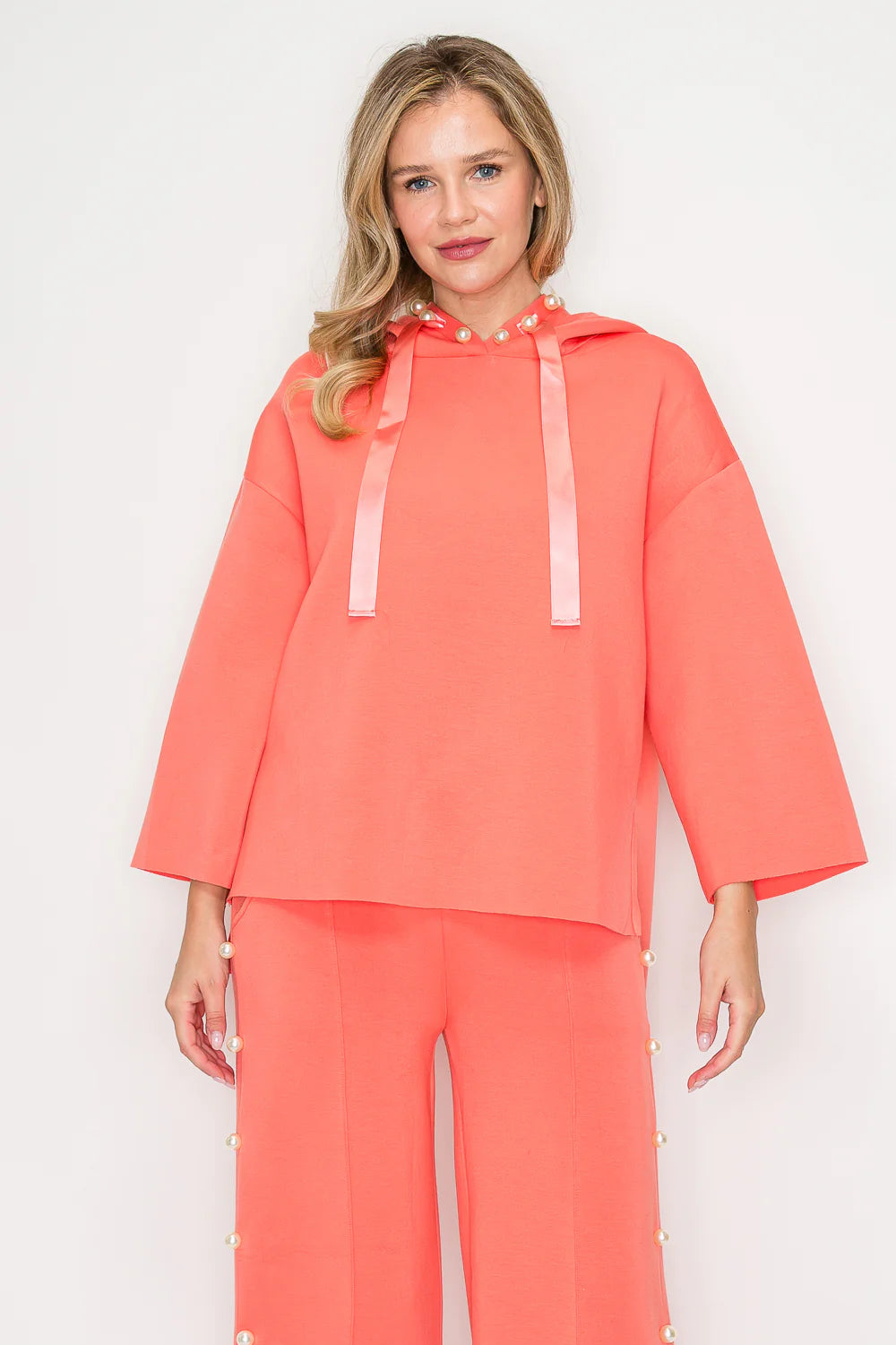 Joh Apparel Francine French Scuba Pearl Hoodie Peach