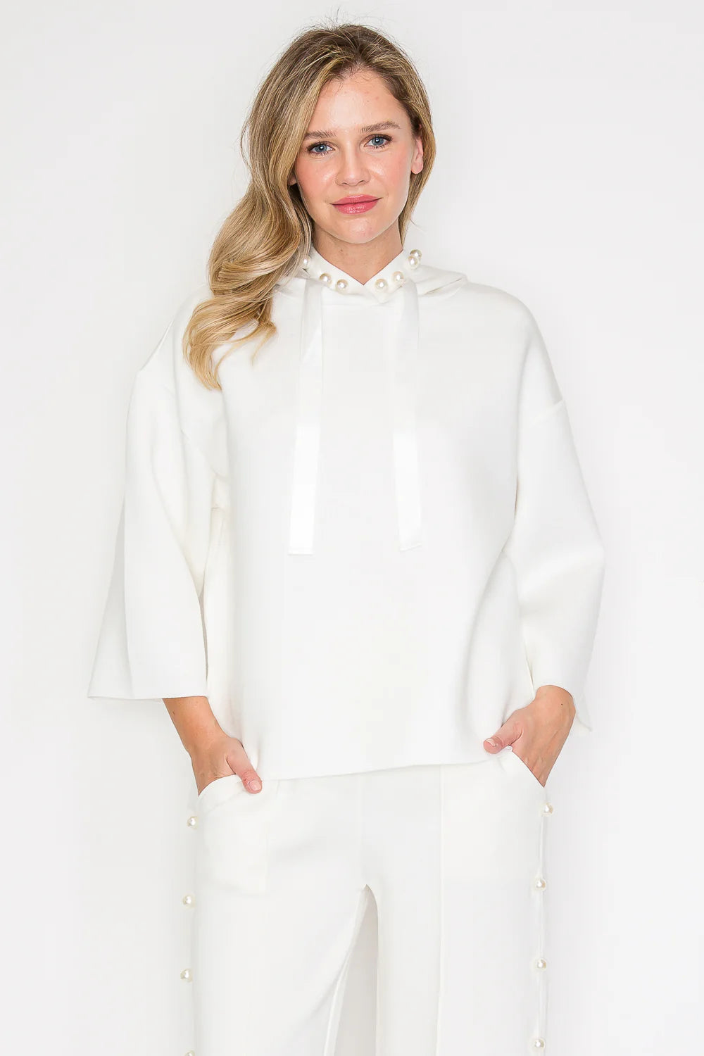 Joh Apparel Francine French Scuba Pearl Hoodie White