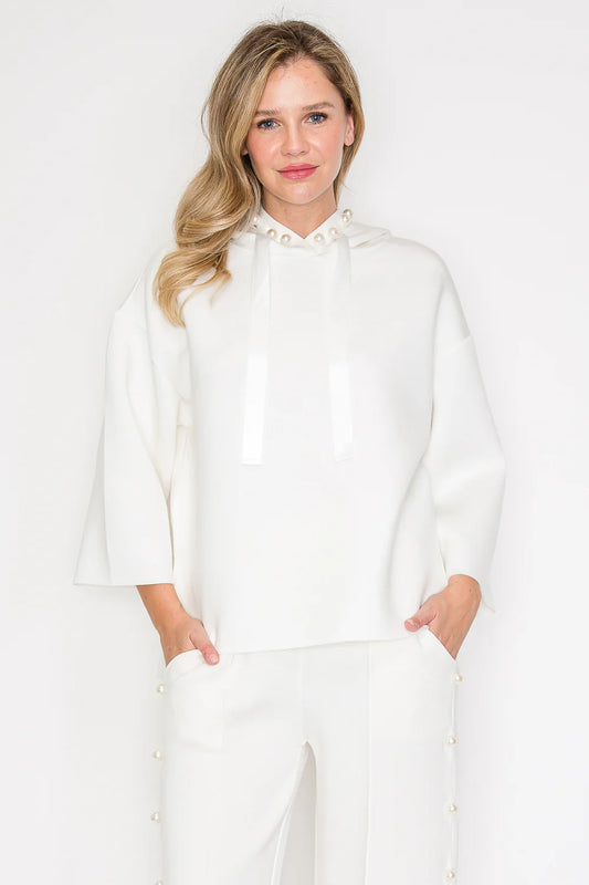 Joh Apparel Francine French Scuba Pearl Hoodie White