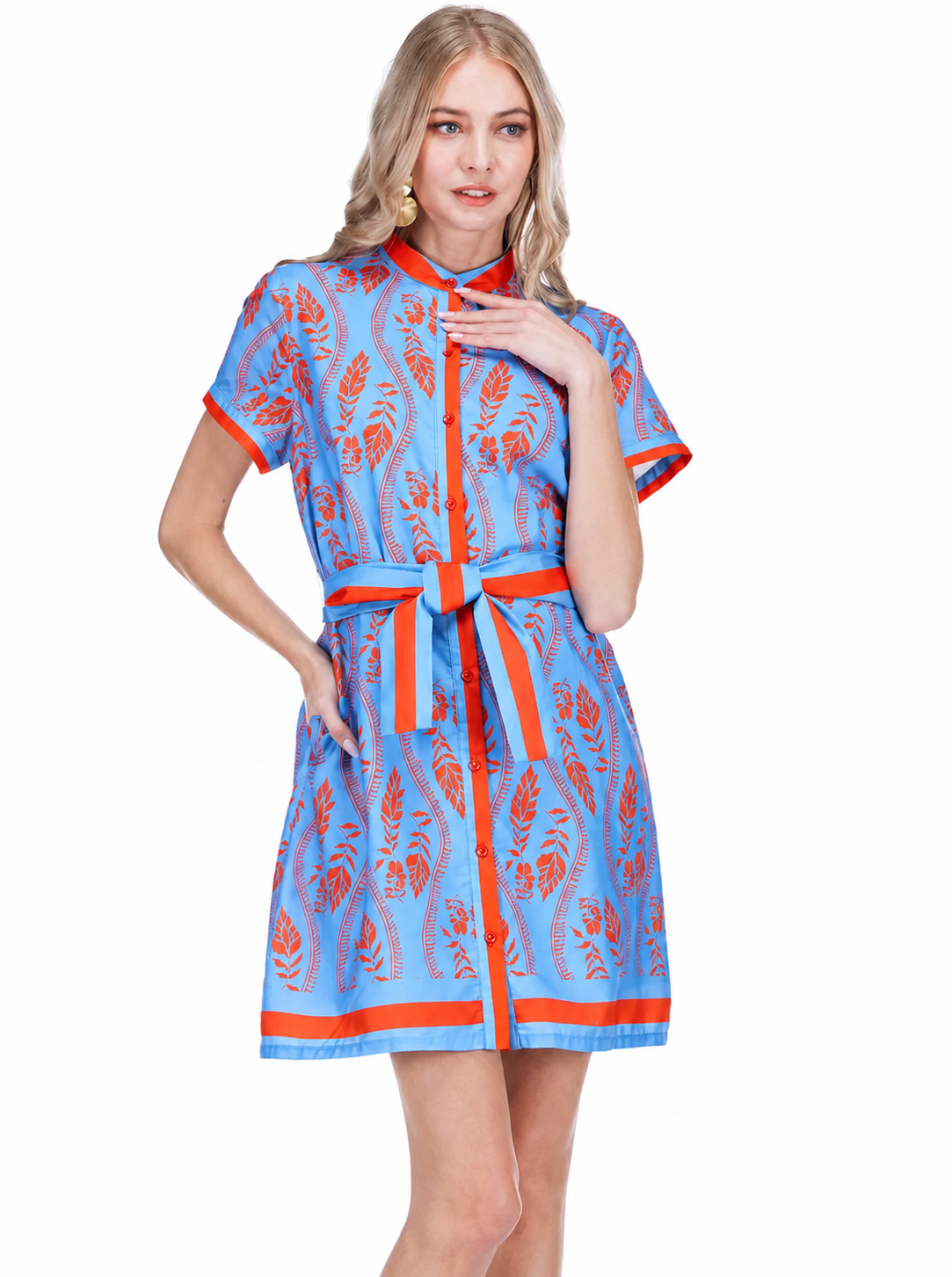 Joy Joy Placket Dress Crimson Fern