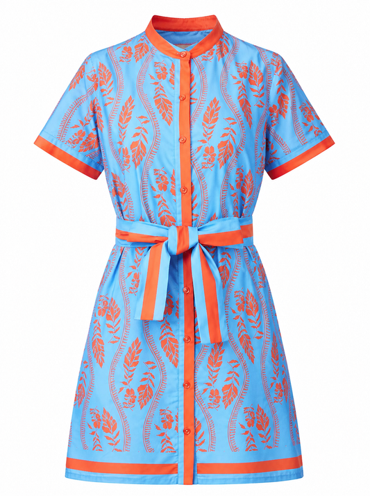 Joy Joy Placket Dress Crimson Fern
